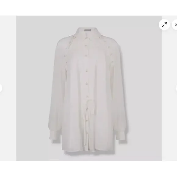 $789 Palmer//Harding Womens Ivory tenderness Detachable Button-Up Shirt top - Picture 11 of 12